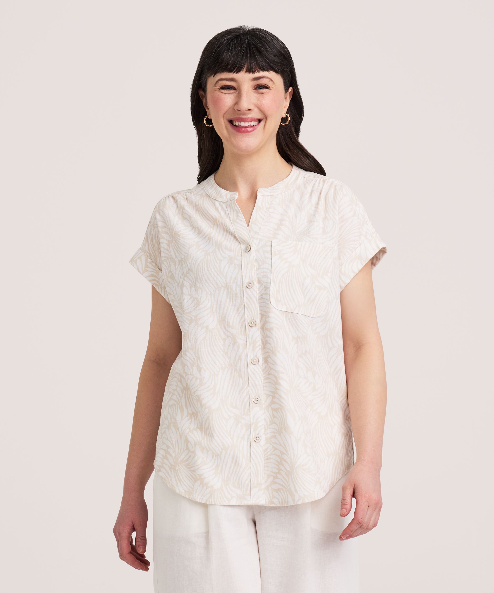 Chemise imprimée nouée sur le devant pour femmes, Denver Hayes