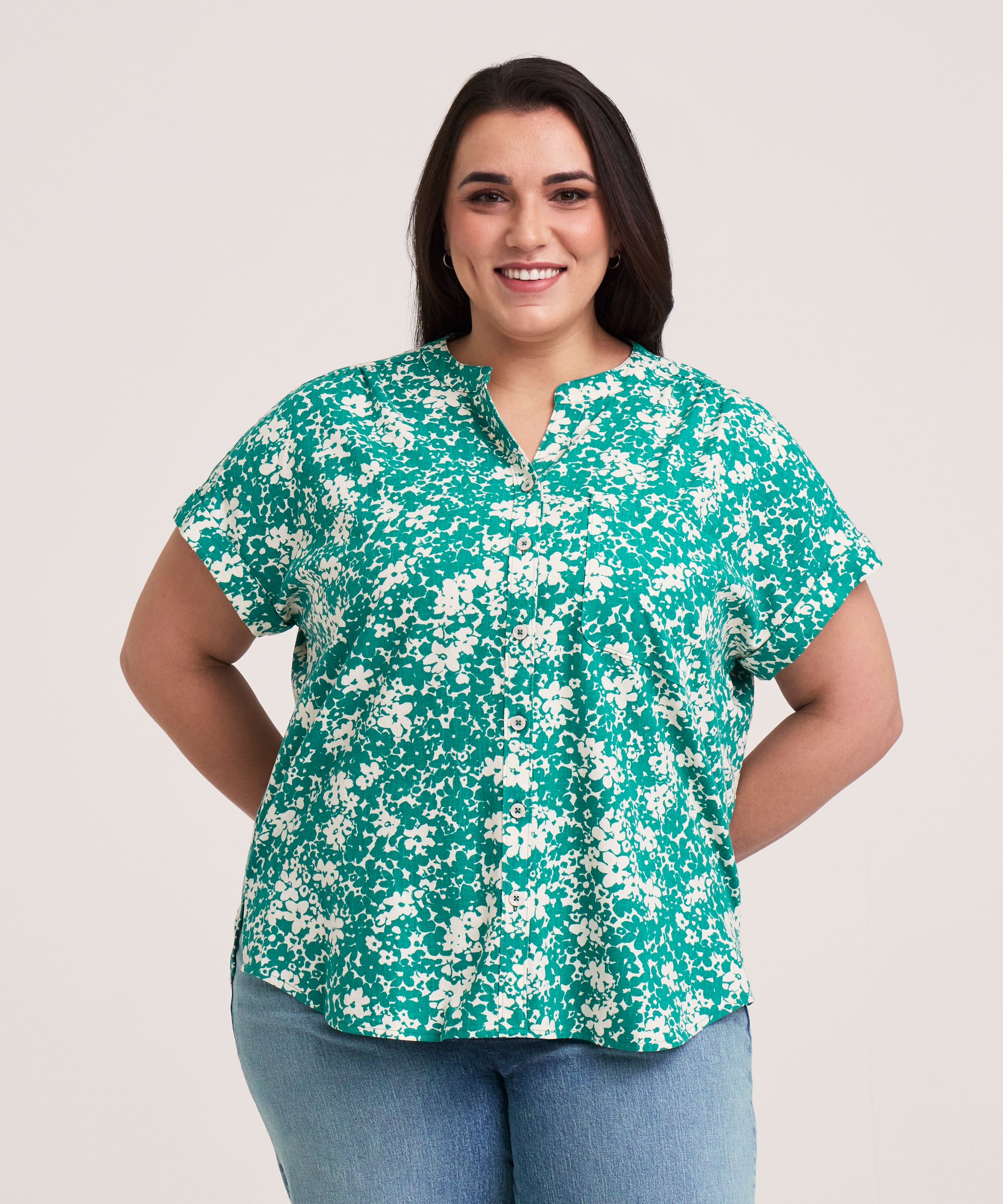 Chemise imprimée nouée sur le devant pour femmes, Denver Hayes