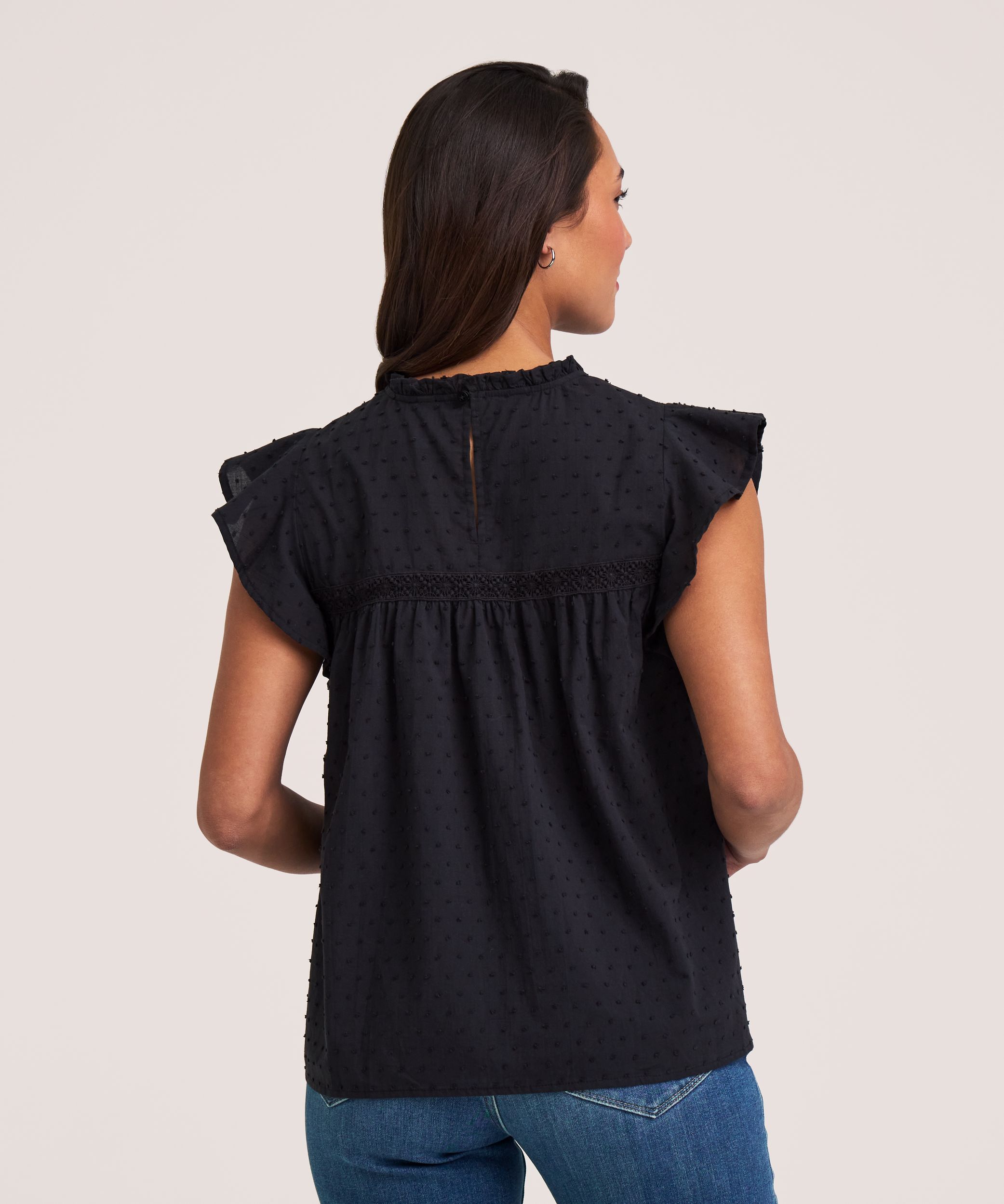 Denver Hayes Women's Flutter Sleeve Textured Blouse