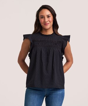Blouse texturée à manches flottantes pour femmes, Denver Hayes