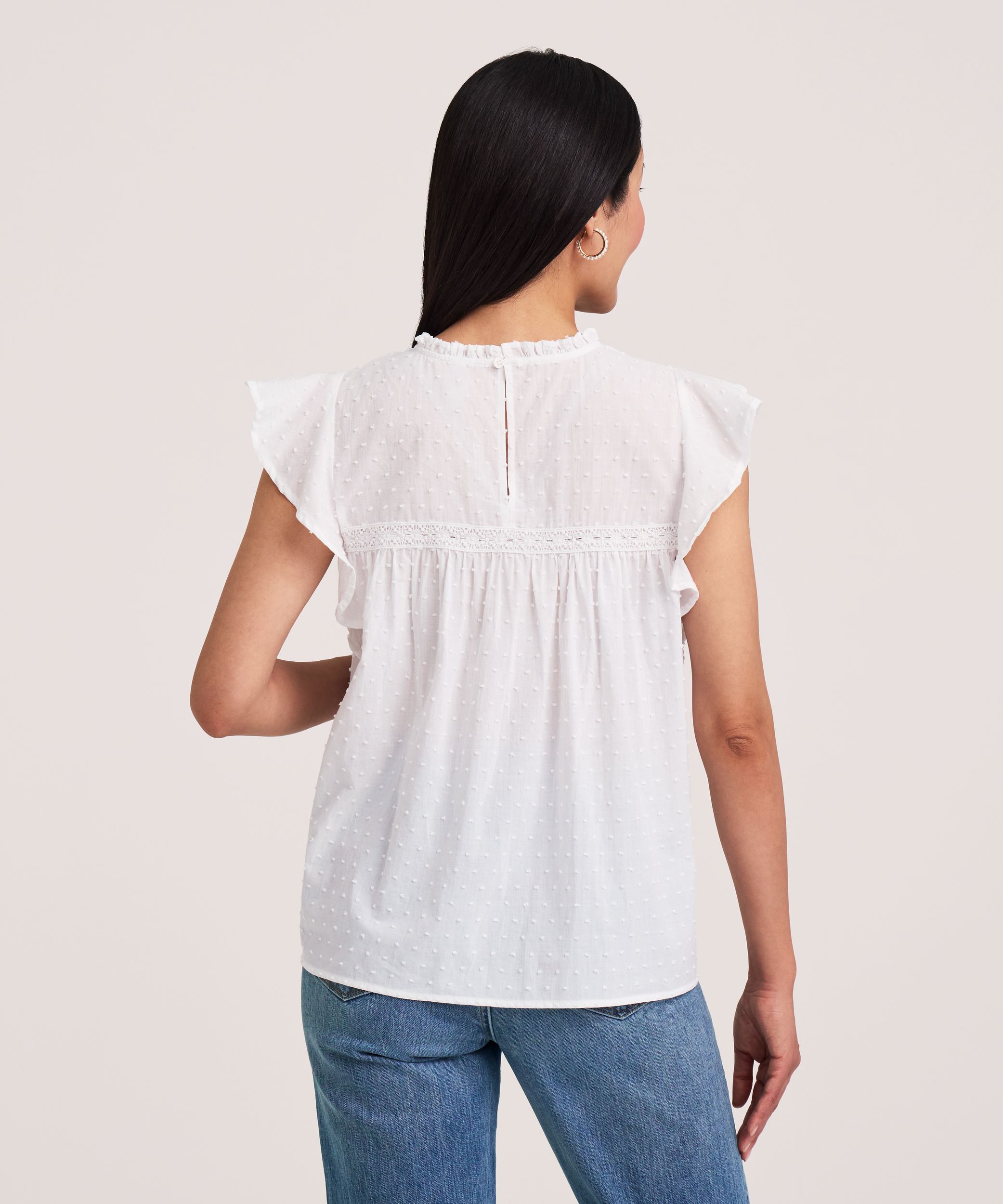 Blouse texturée à manches flottantes pour femmes, Denver Hayes