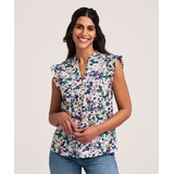 Blouse à enfiler à manches flottantes pour femmes, Denver Hayes Front_Flat