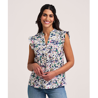Blouse à enfiler à manches flottantes pour femmes, Denver Hayes Front_Flat