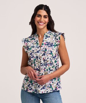 Blouse à enfiler à manches flottantes pour femmes, Denver Hayes