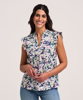 Denver Hayes Women's Flutter Sleeve Pullover Blouse