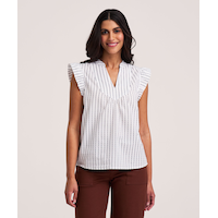 Denver Hayes Women's Flutter Sleeve Pullover Blouse