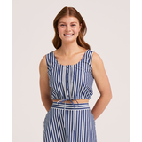 Denver Hayes Women's Tie Front Sleeveless Tank Top Front_Flat