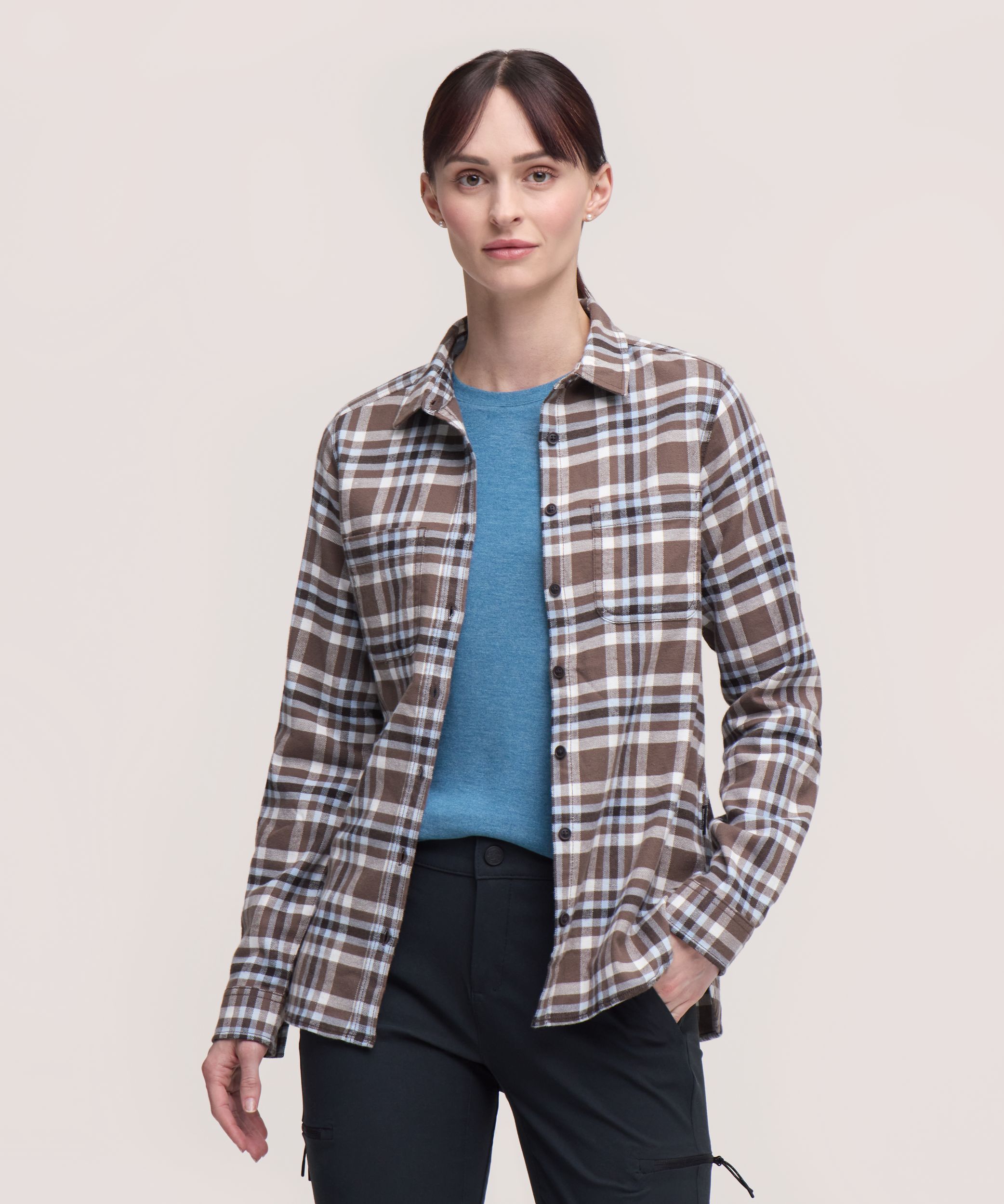 Chemise en flanelle extensible semi-ajustée pour femmes, WindRiver
