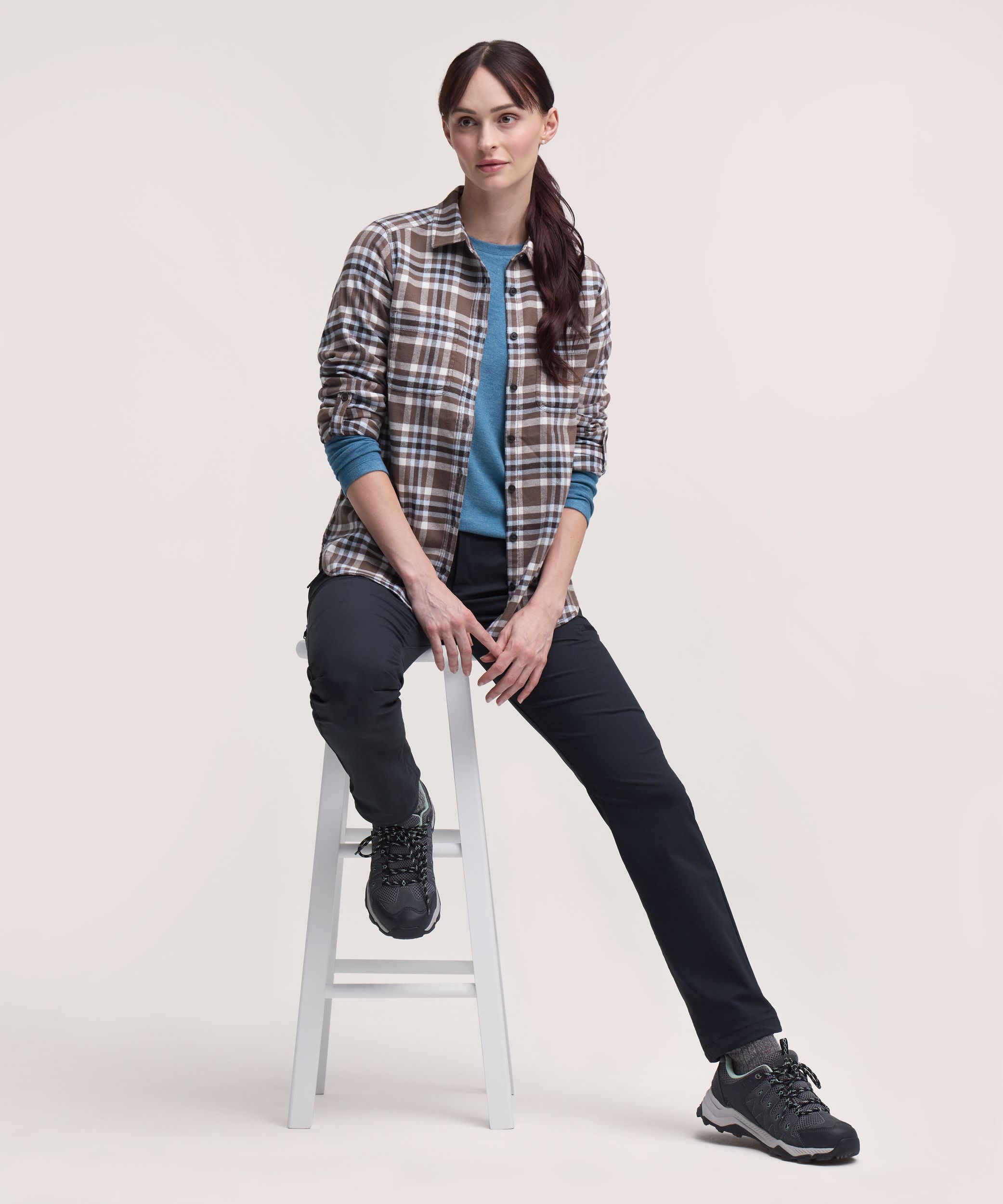 Chemise en flanelle extensible semi-ajustée pour femmes, WindRiver