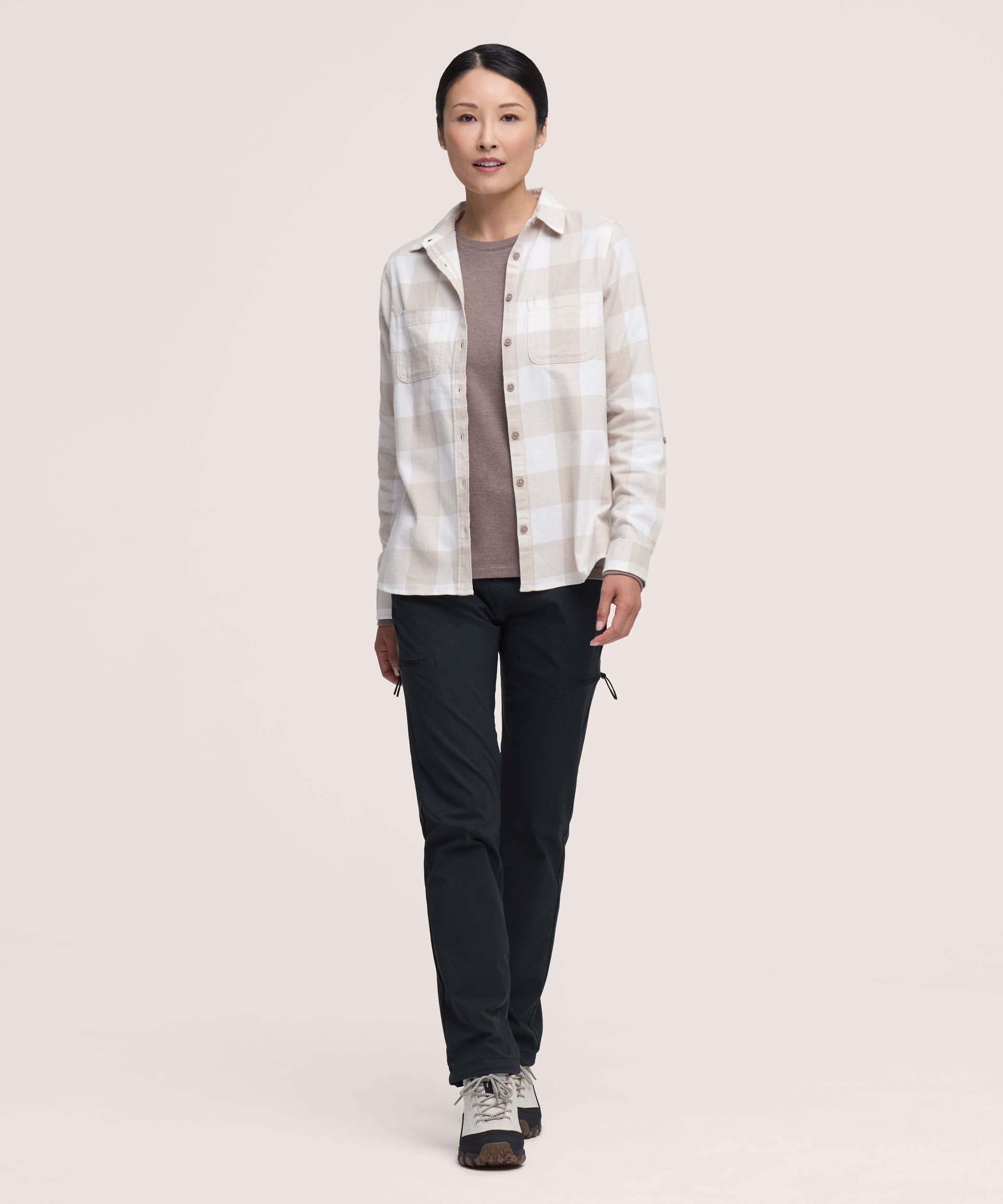 Chemise en flanelle extensible semi-ajustée pour femmes, WindRiver