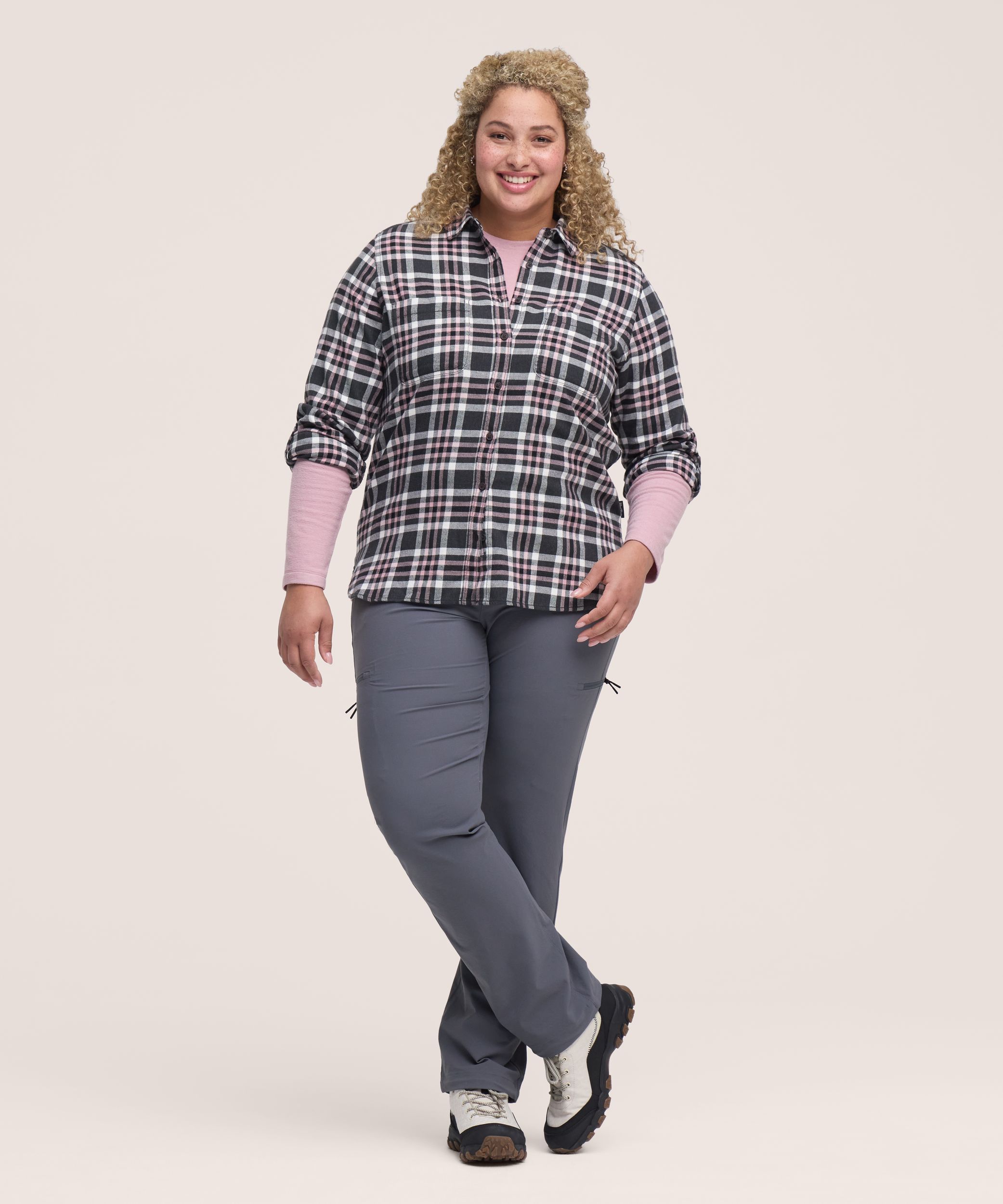Chemise en flanelle extensible semi-ajustée pour femmes, WindRiver