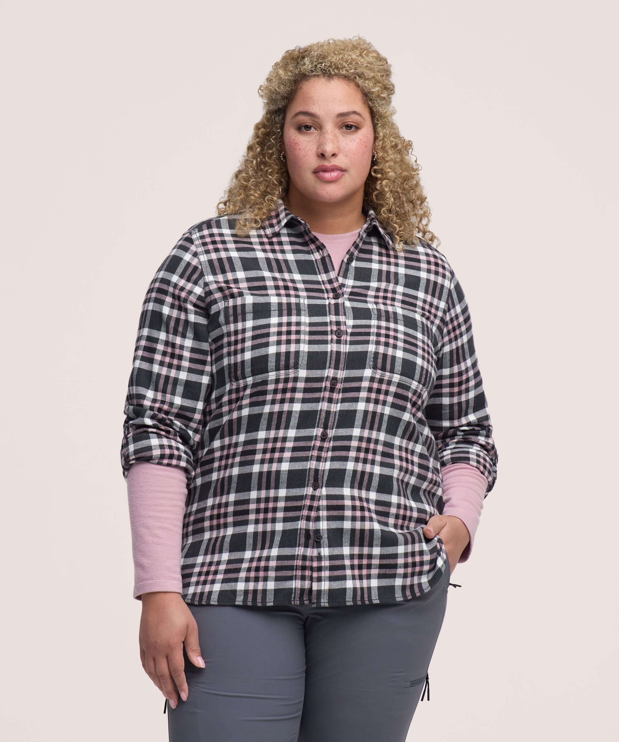 Chemise en flanelle extensible semi-ajustée pour femmes, WindRiver