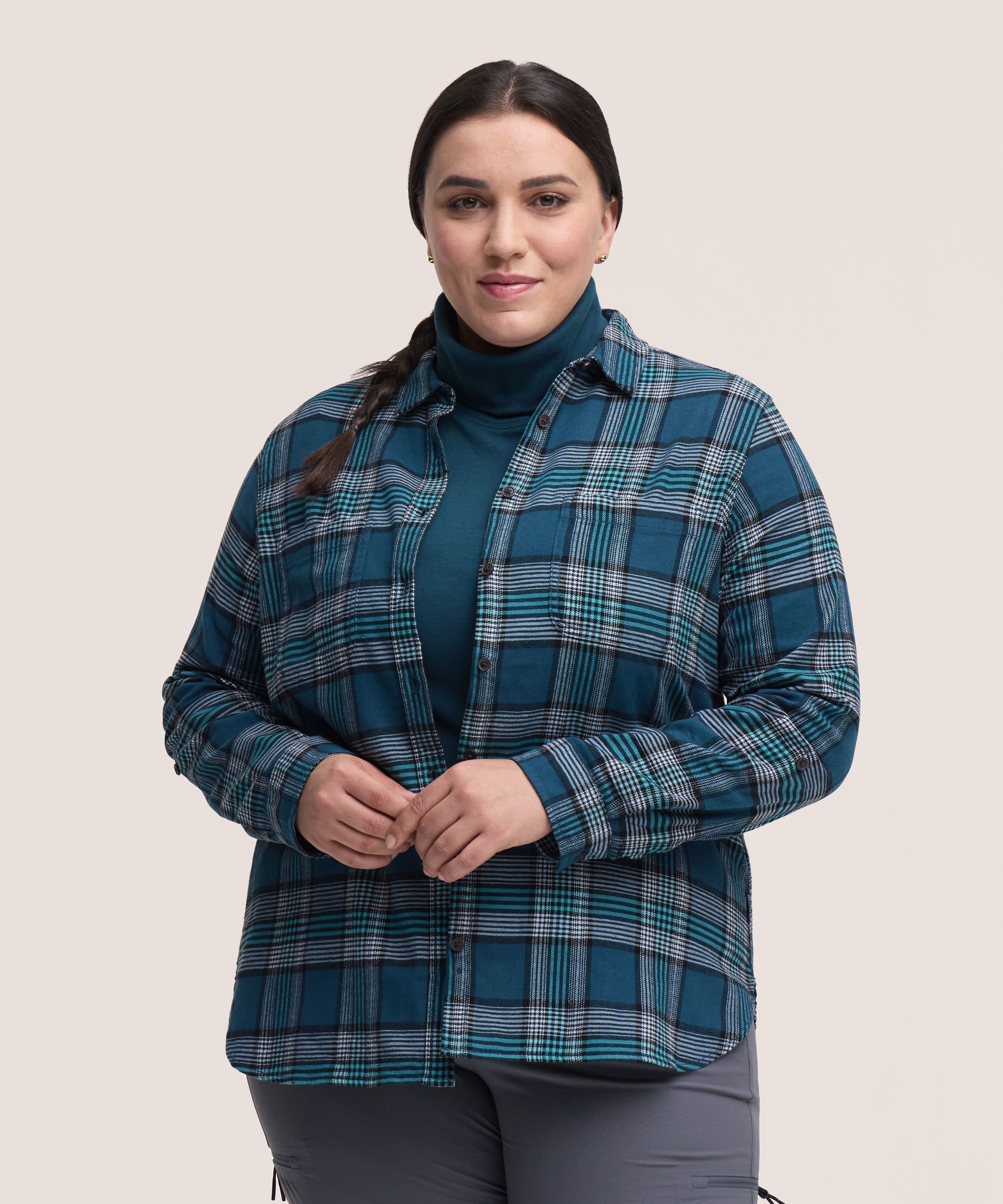 Chemise en flanelle extensible semi-ajustée pour femmes, WindRiver