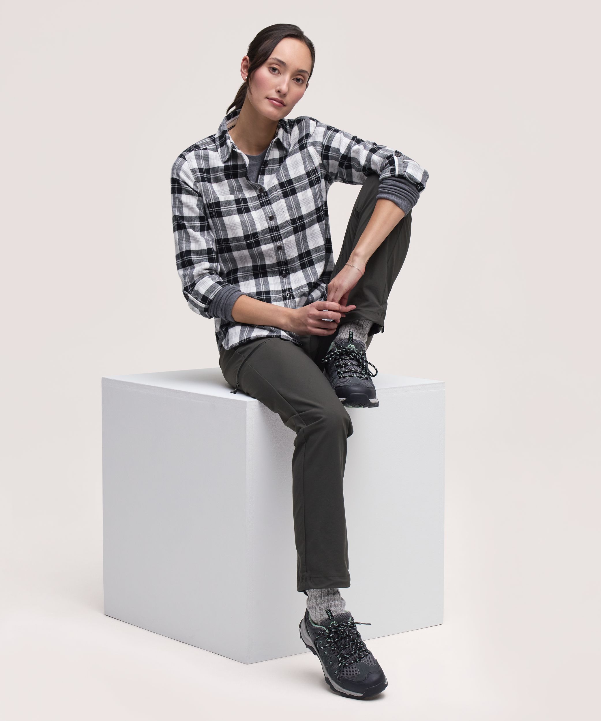 Chemise en flanelle extensible semi-ajustée pour femmes, WindRiver