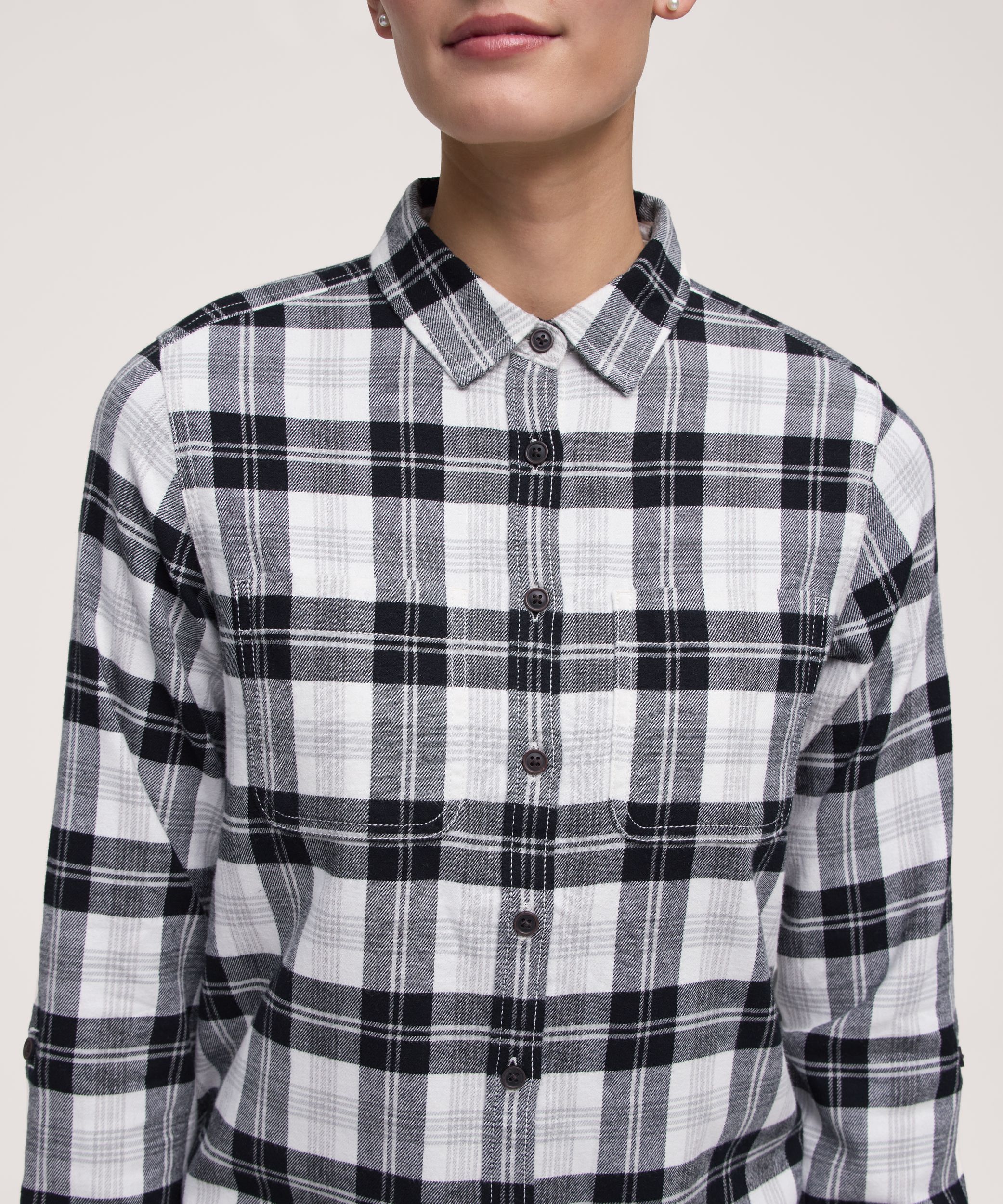 Chemise en flanelle extensible semi-ajustée pour femmes, WindRiver