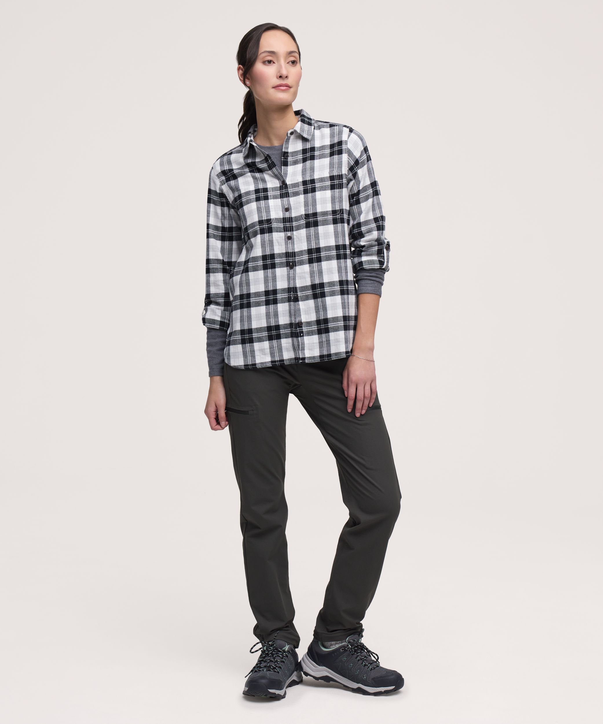 Chemise en flanelle extensible semi-ajustée pour femmes, WindRiver