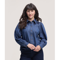Chemise avec empiècement brodé sur le devant pour femmes, Denver Hayes