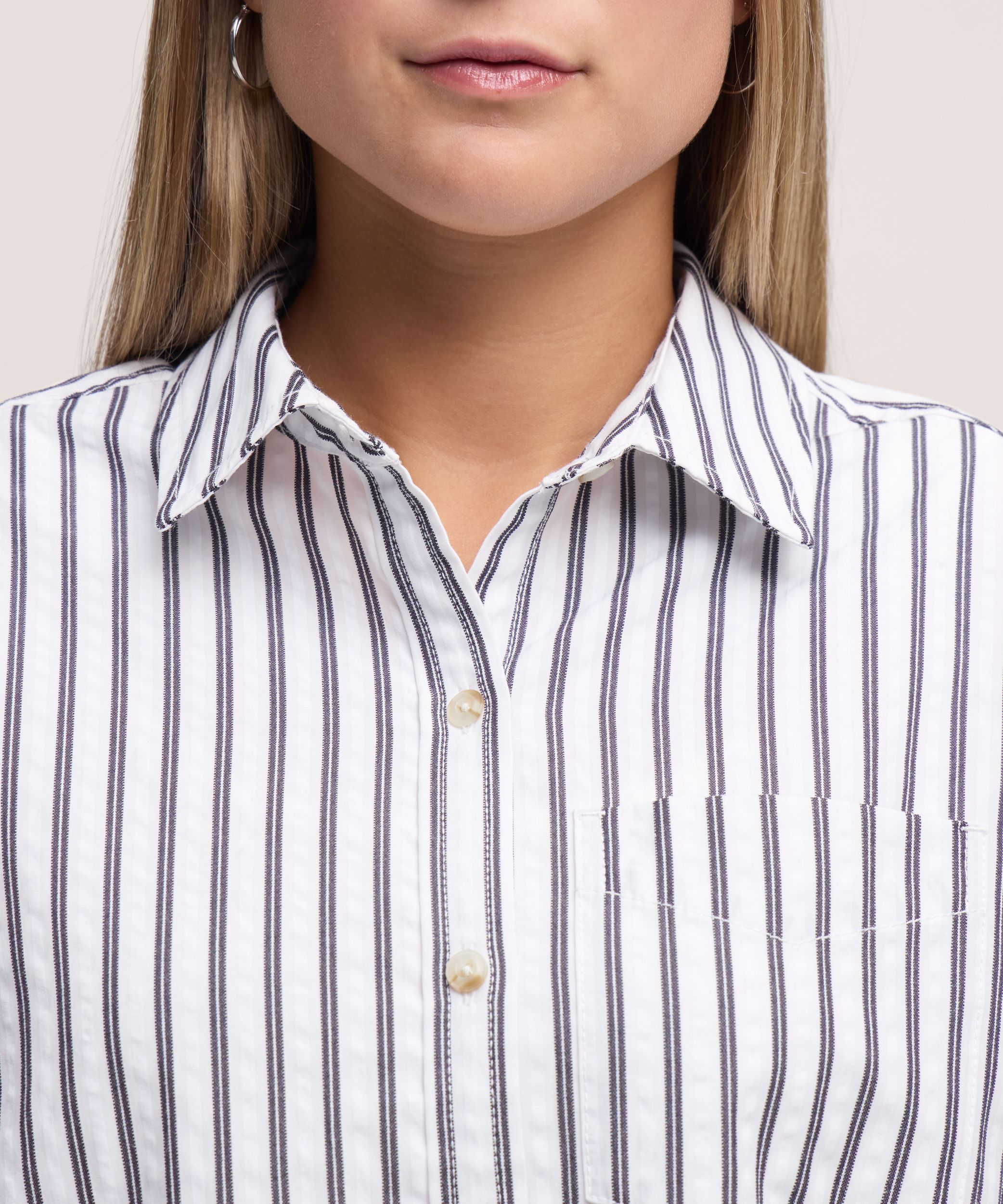 Chemise courte en chambray pour femmes, Denver Hayes