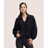 Denver Hayes Women's Long Sleeve Textured BOHO Blouse Front_Flat
