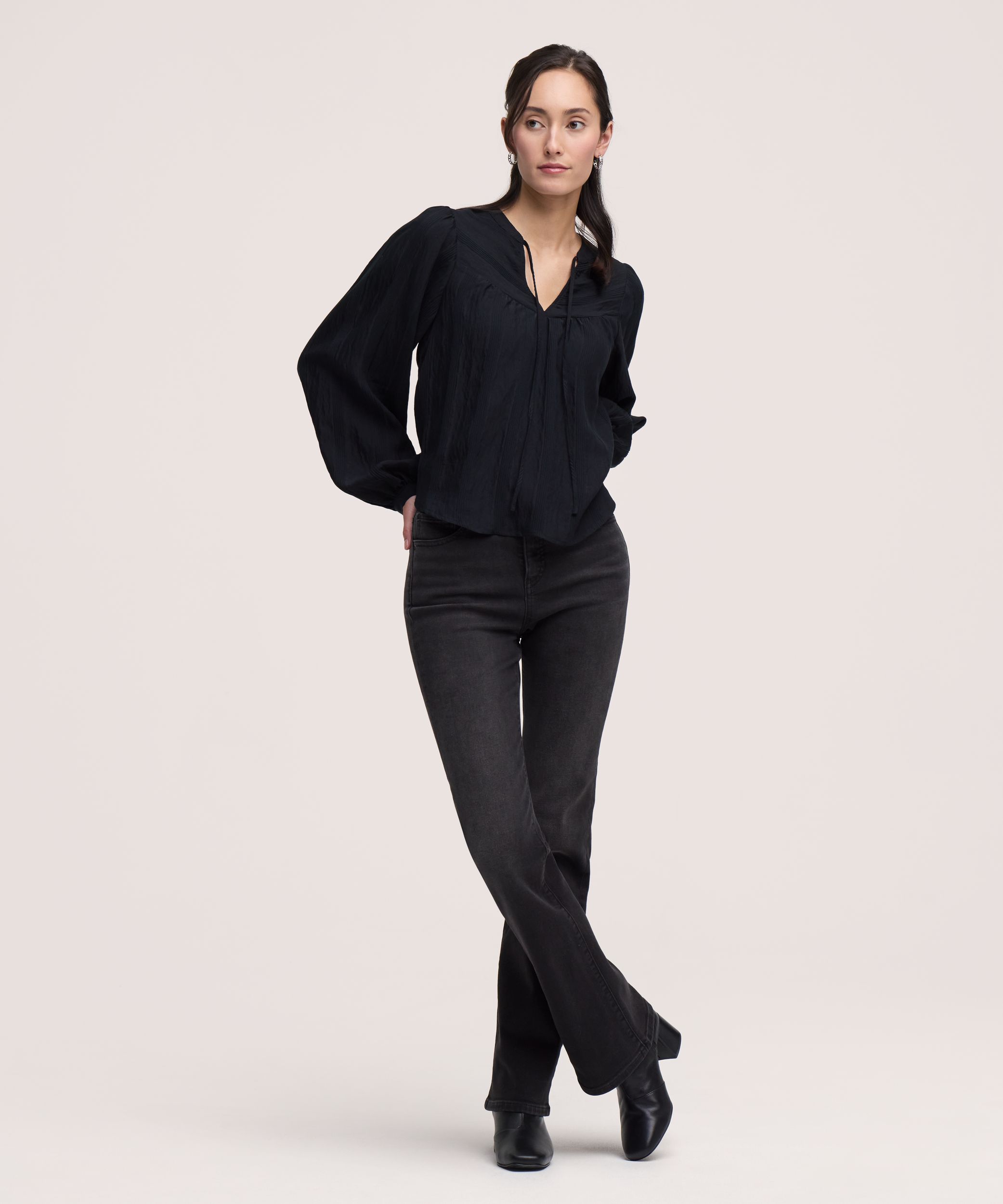 Blouse bohème texturée à manches longues pour femmes, Denver Hayes