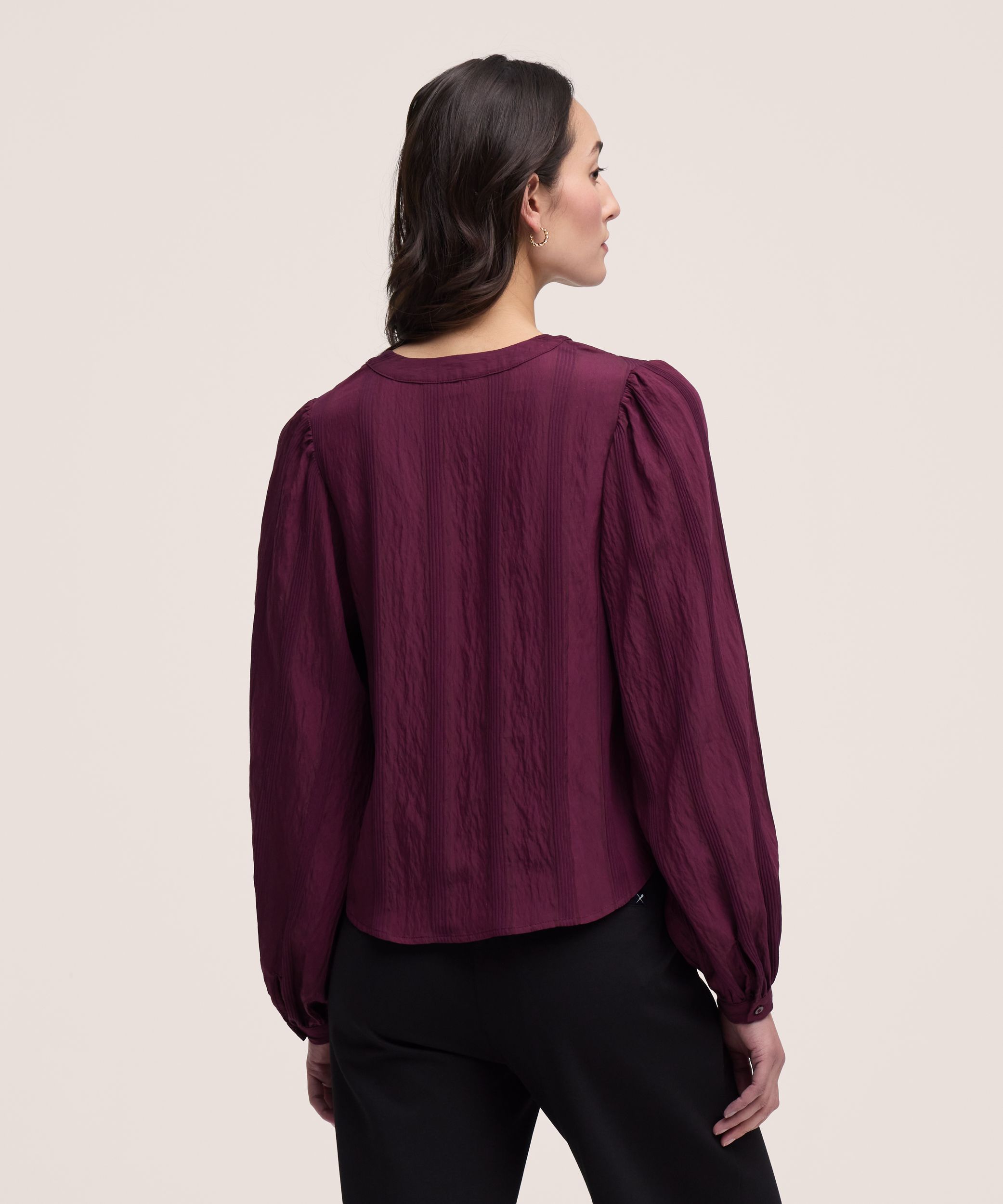 Denver Hayes Women's Long Sleeve Textured BOHO Blouse