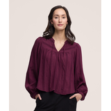 Blouse bohème texturée à manches longues pour femmes, Denver Hayes Front_Flat