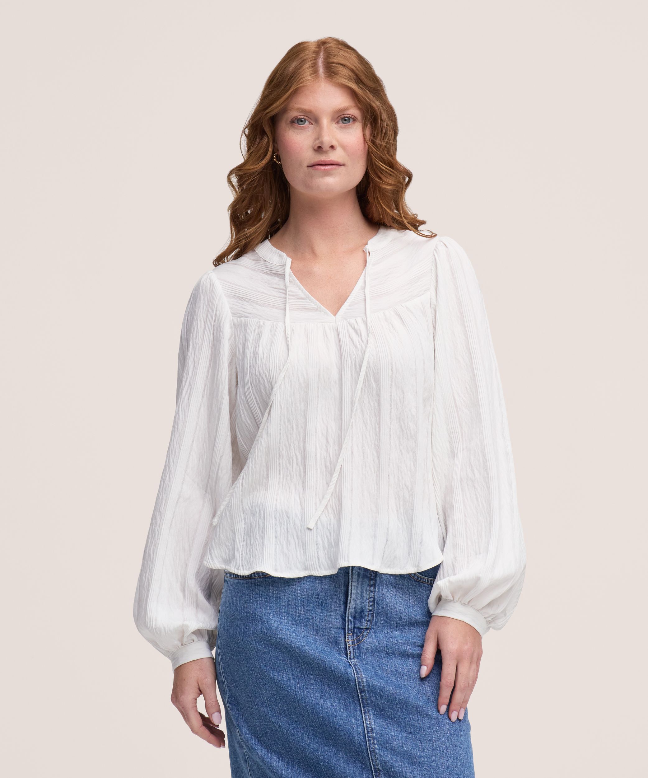 Blouse bohème texturée à manches longues pour femmes, Denver Hayes