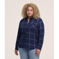 Chemise boutonnée à manches longues semi-ajustée et texturée pour femmes, Denver Hayes