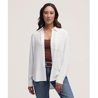 Denver Hayes Women's Long Sleeve Semi-Fit Textured Button Up Shirt