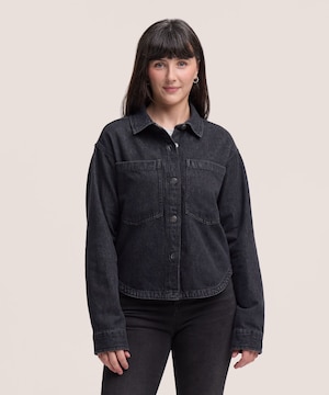 Surchemise courte en denim à manches longues pour femmes, Denver Hayes