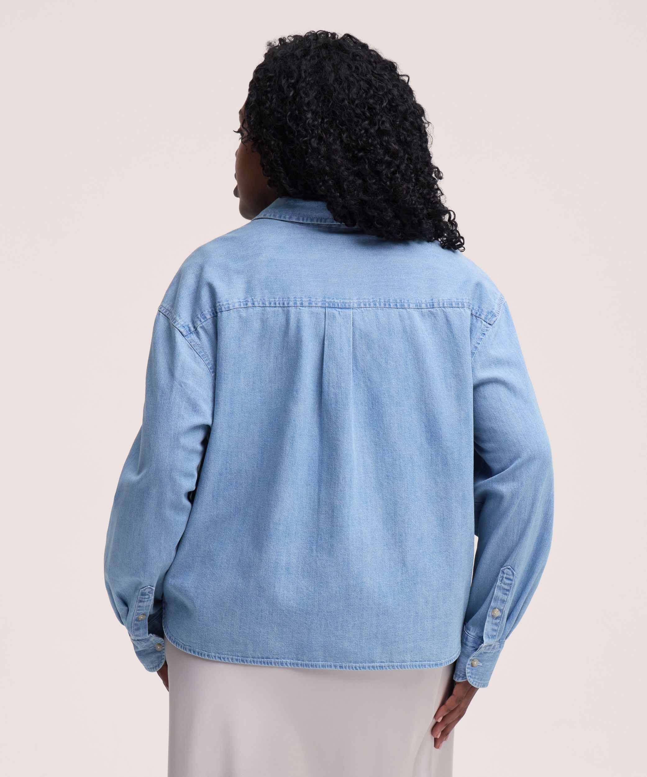 Chemise courte en chambray pour femmes, Denver Hayes