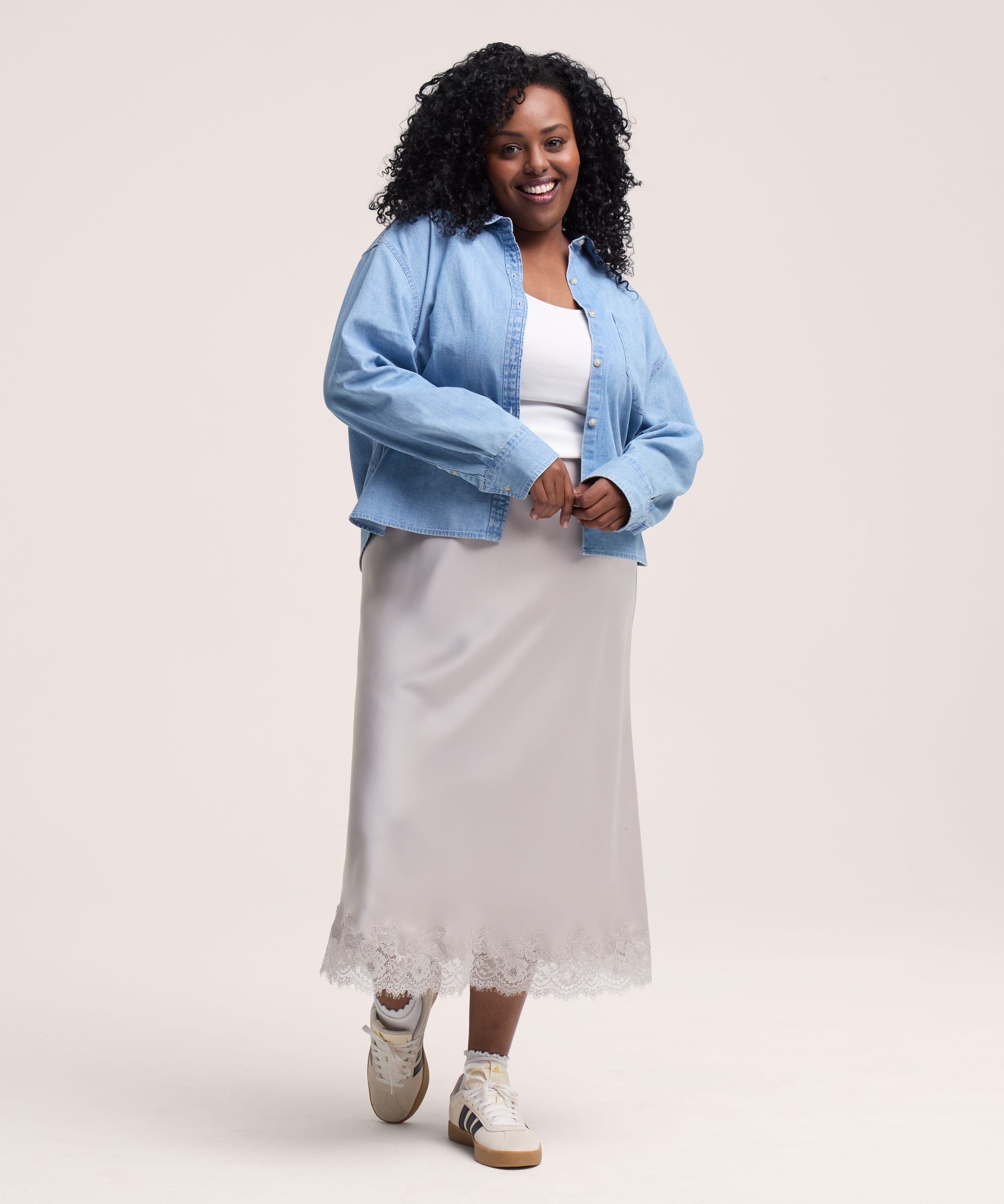 Chemise courte en chambray pour femmes, Denver Hayes