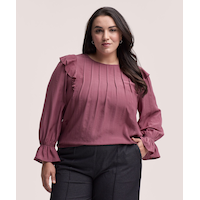 Denver Hayes Women's Long Sleeve Pleated Front Shirt