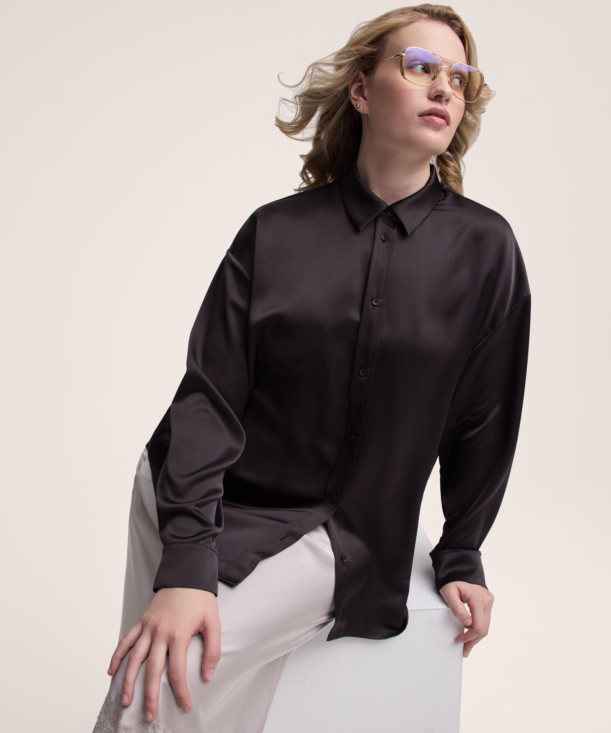 Denver Hayes Women's Long Sleeve Satin Shirt