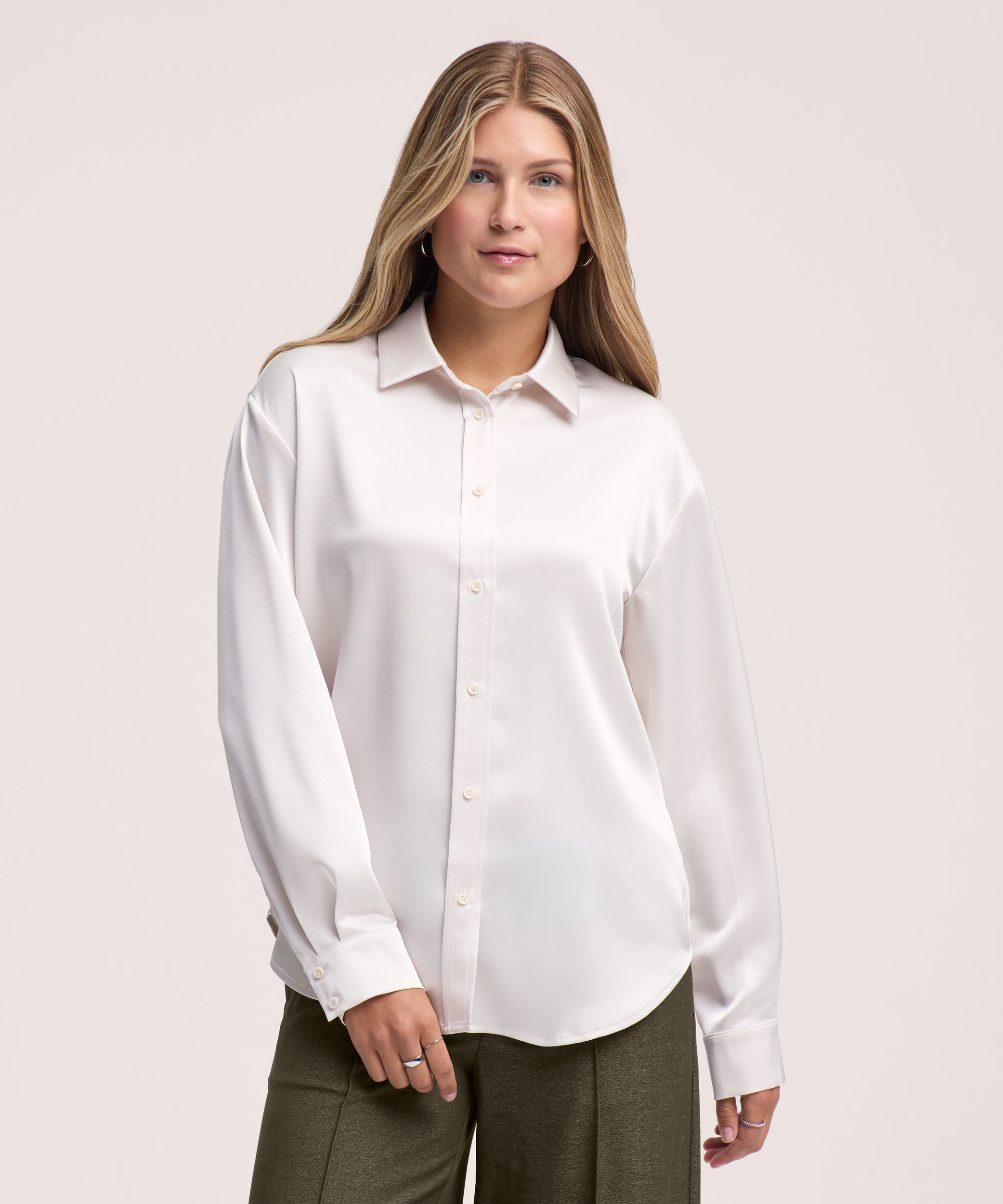 Chemisier à manches longues en satin pour femmes, Denver Hayes