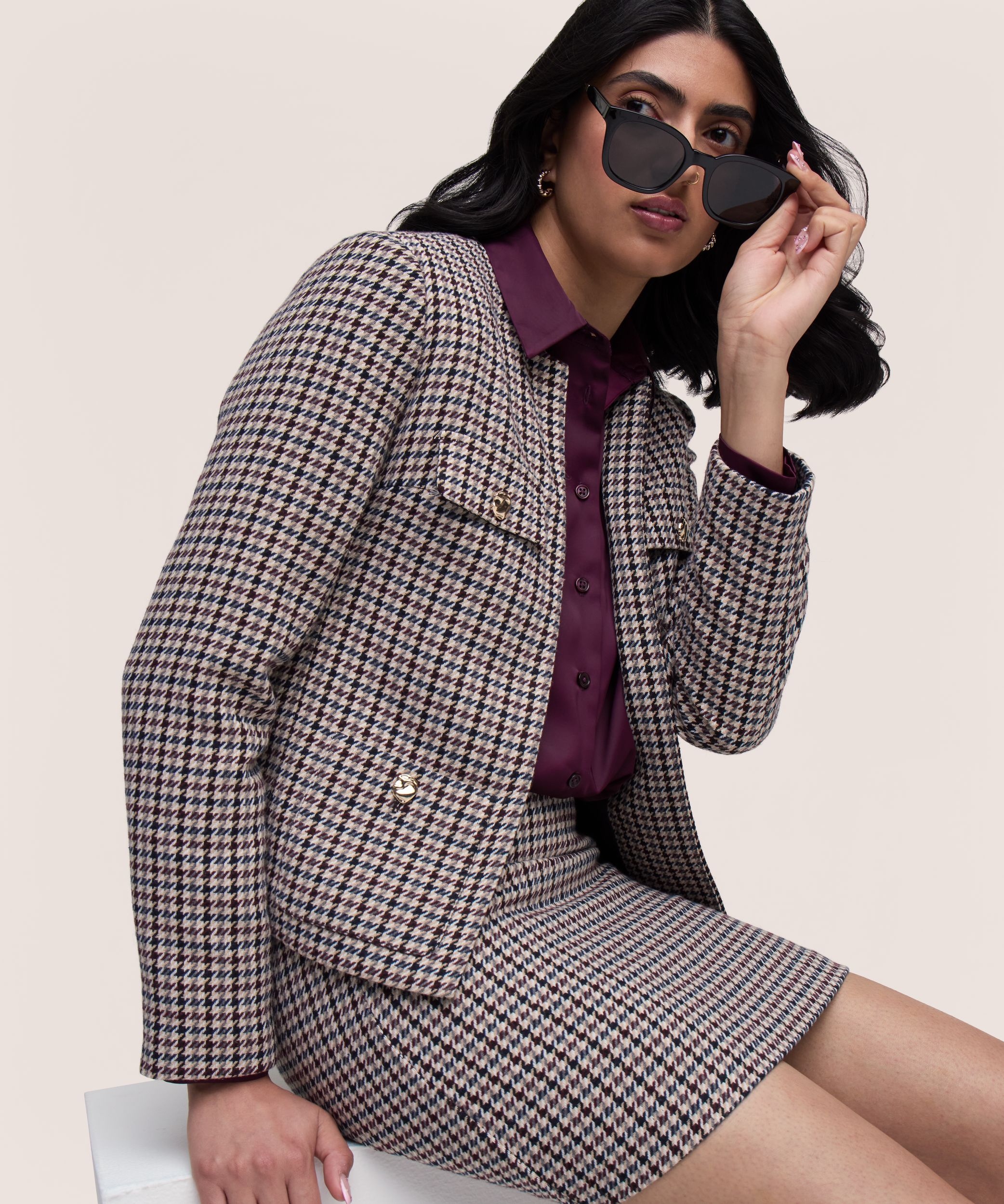 Blazer à motif pied-de-poule pour femmes, Denver Hayes