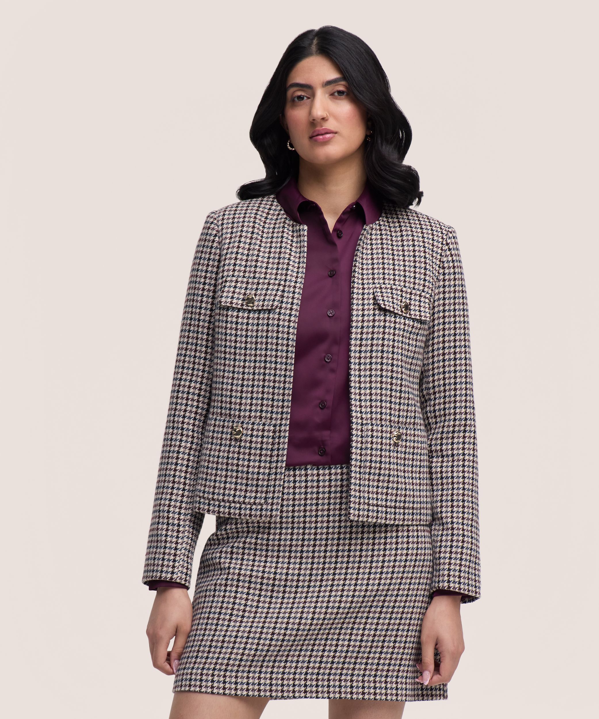 Blazer à motif pied-de-poule pour femmes, Denver Hayes