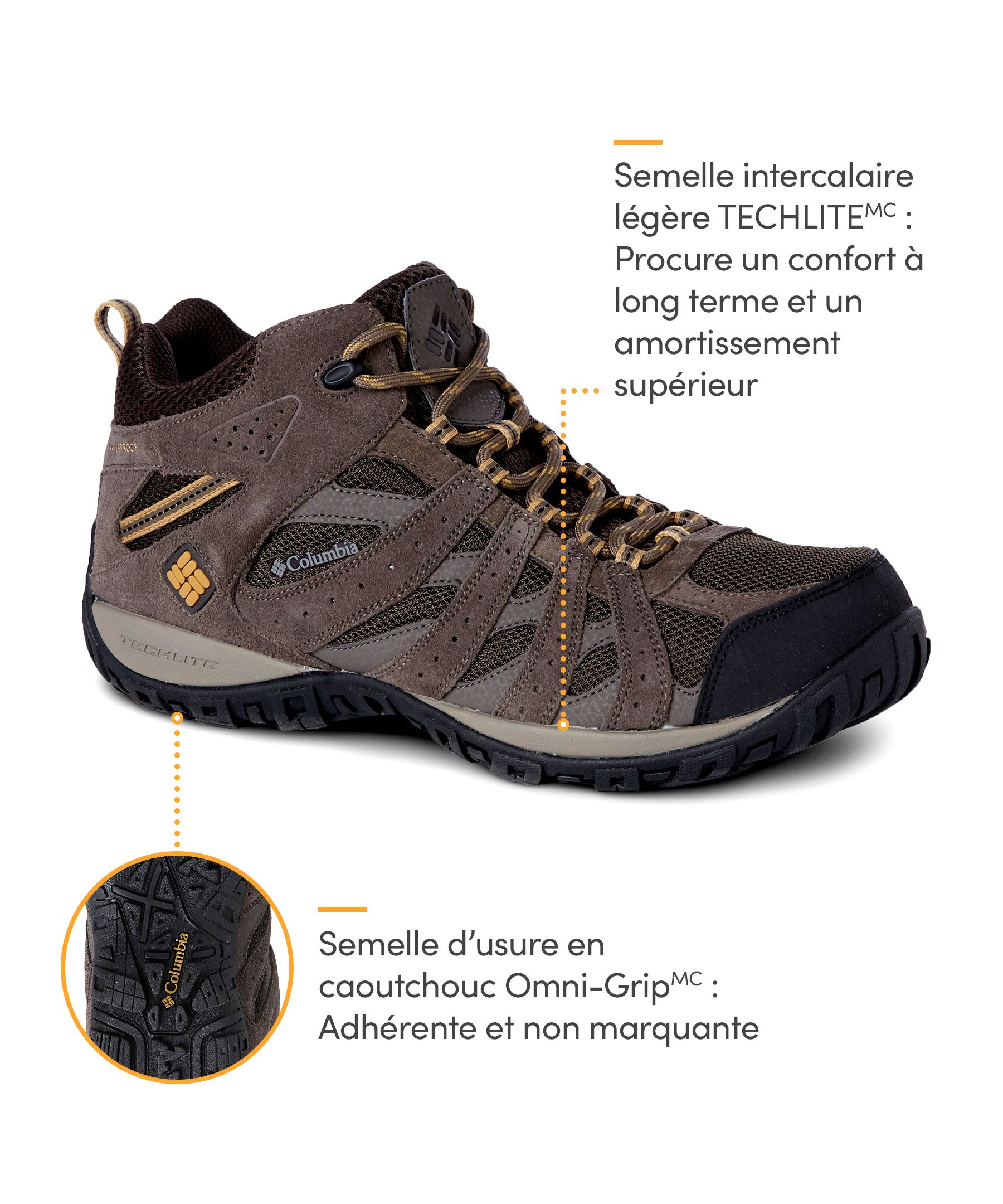 Columbia Chaussures de randonnée large mi-hautes étanche à l’eau Redmond pour hommes