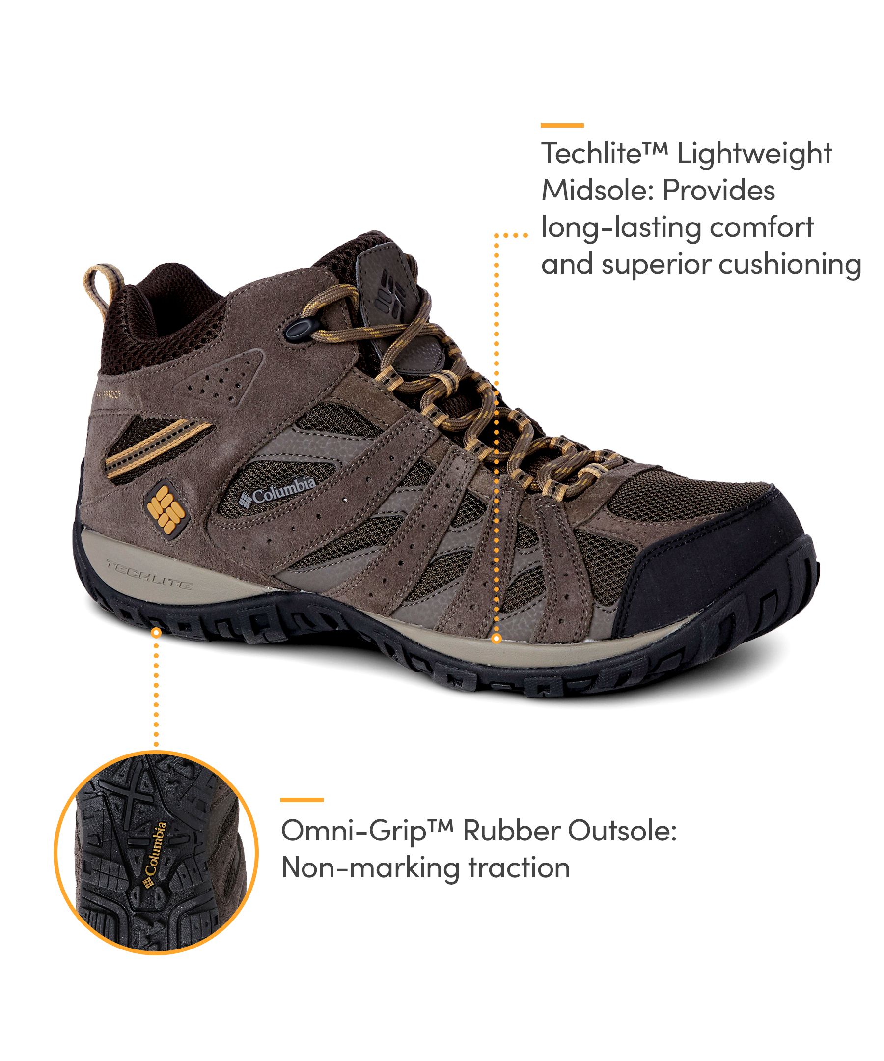 Columbia Men's Redmond Waterproof Mid-Cut Hiking Shoe - Wide