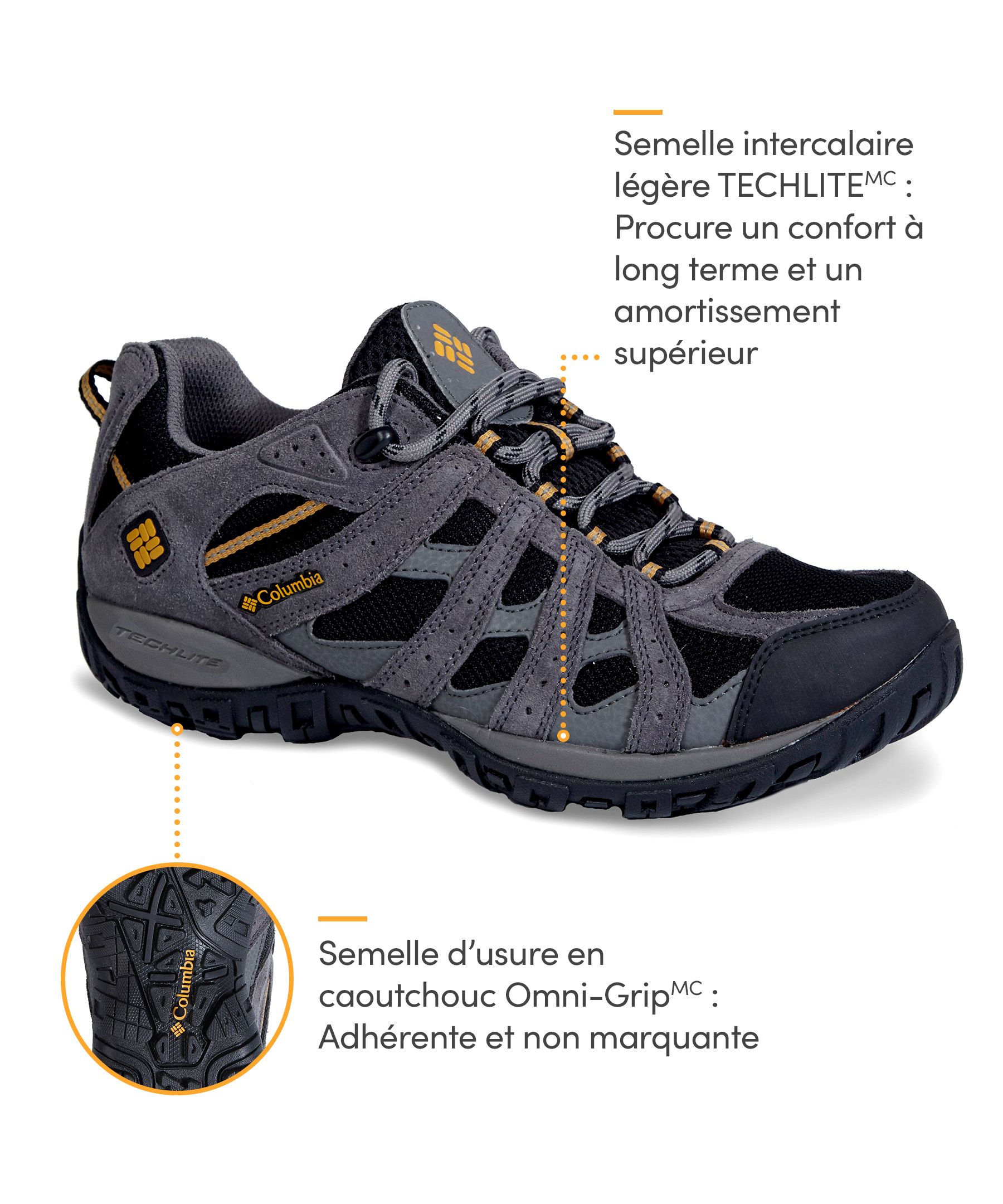 Columbia Chaussures de randonnée large étanche à l’eau Redmond pour hommes - 4E