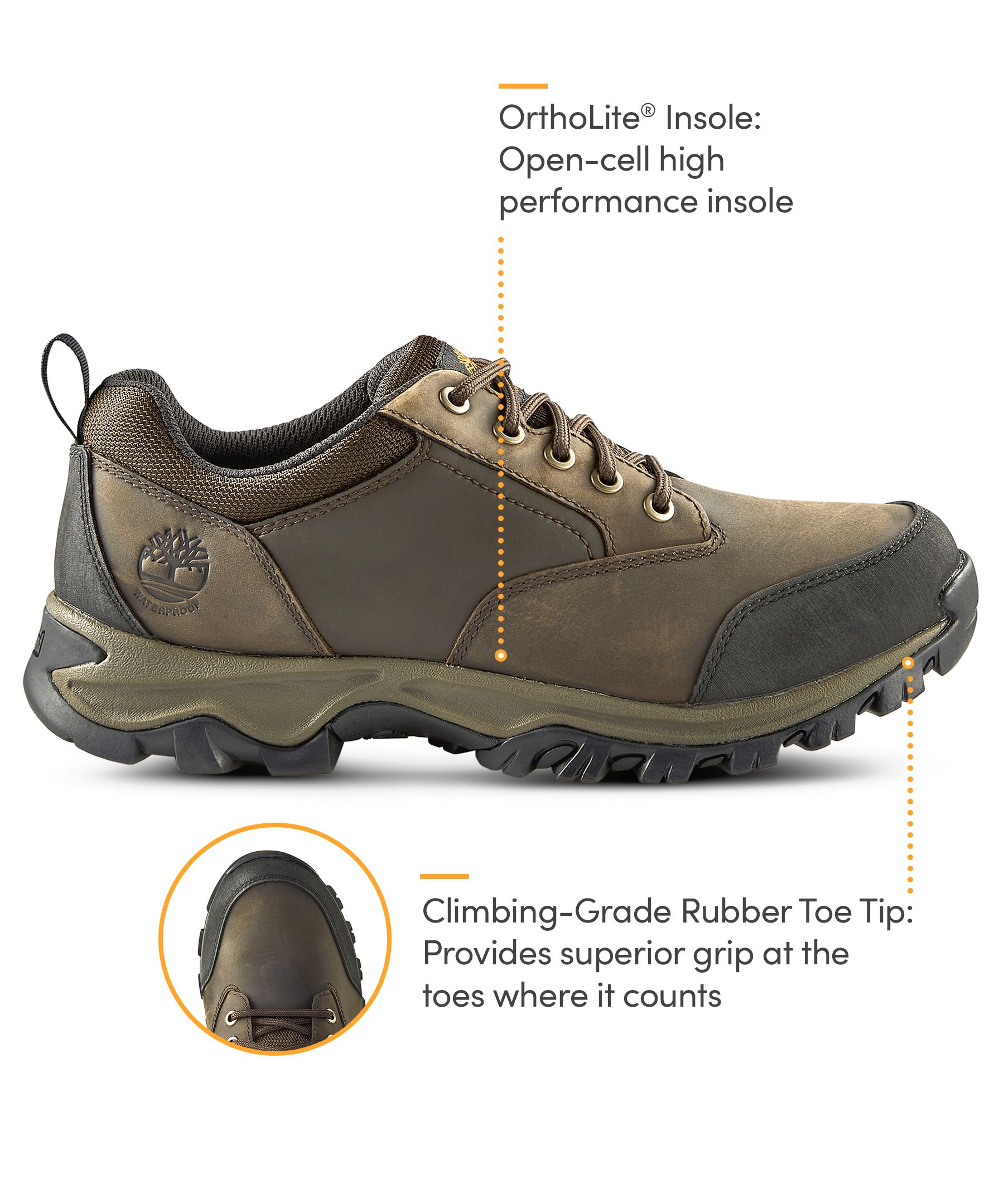 Timberland Men's Mt. Maddsen Waterproof Hiking Shoes - Brown