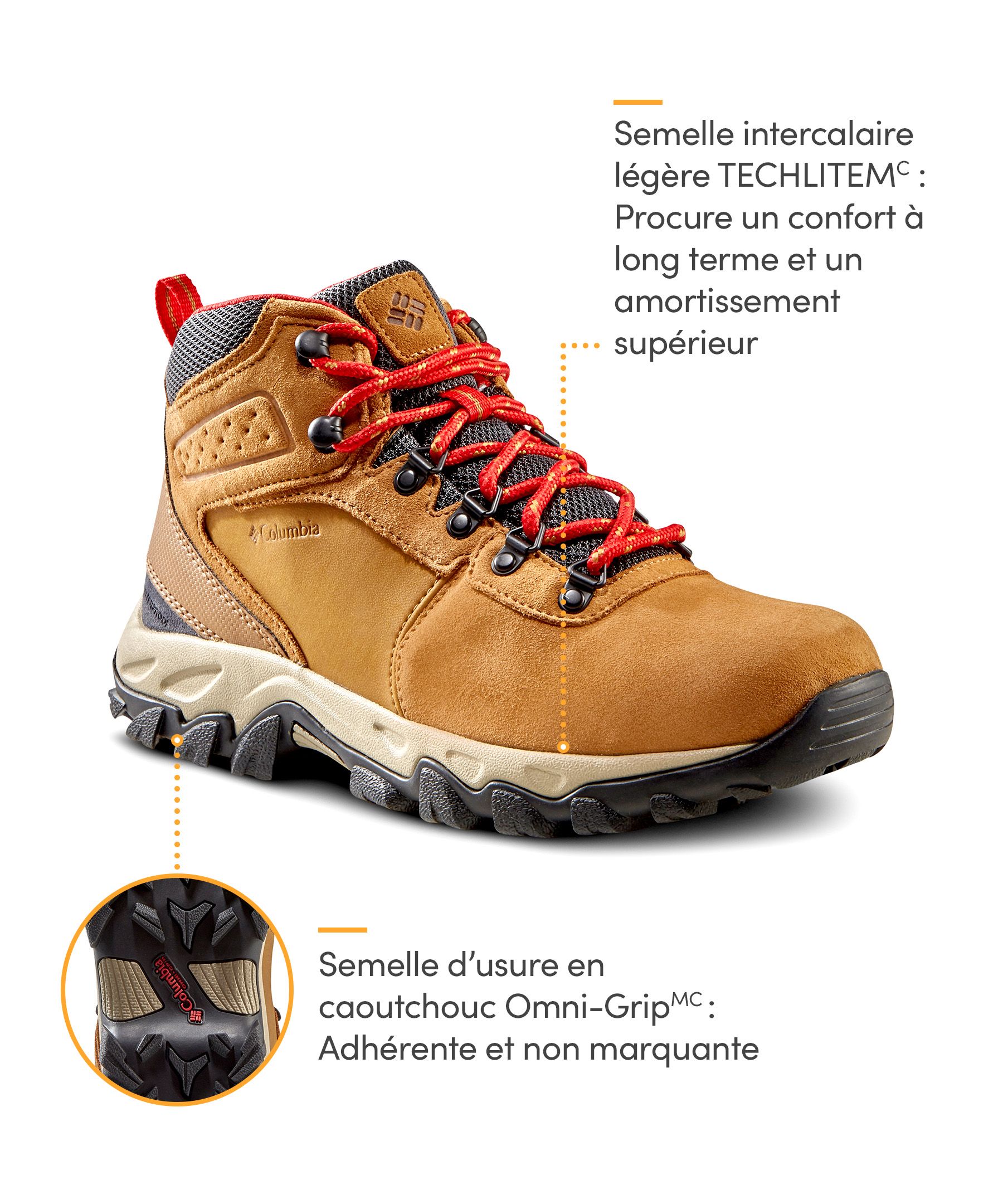 Columbia Bottes de randonnée pour hommes, Newton Ridge, larges