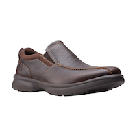 Clarks Men's Bradley Step Leather Ortholite Slip On Wide Shoes Front_Three_Fourths_Angled_Right