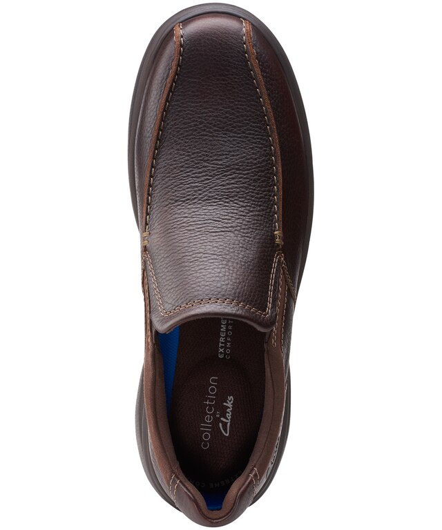 Clarks Men's Bradley Step Leather Ortholite Slip On Wide Shoes Brown