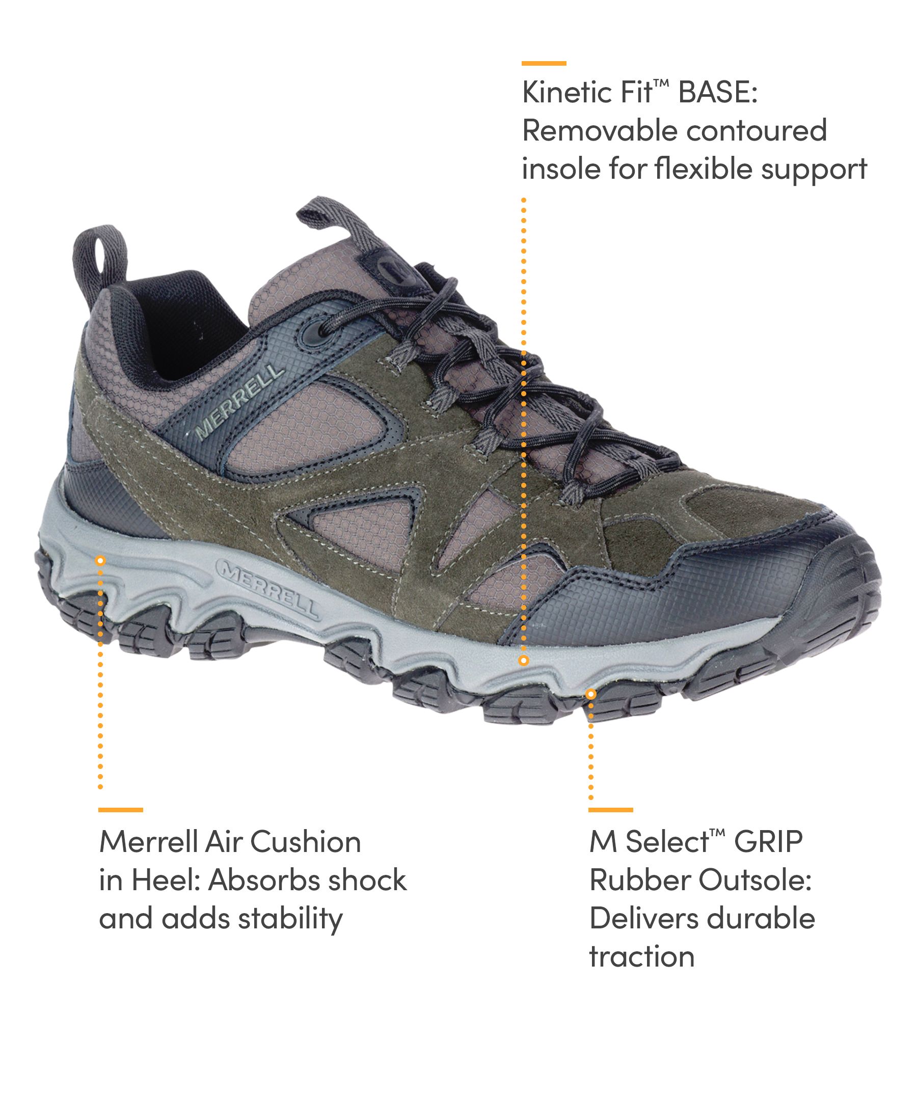 Merrell Men's Bryce Kinetic Fit Hiking Shoes - Beluga