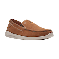 Chaussures en cuir à enfiler avec semelle Ortholite pour hommes, Gorwin Step, Clarks Front_Three_Fourths_Angled_Right