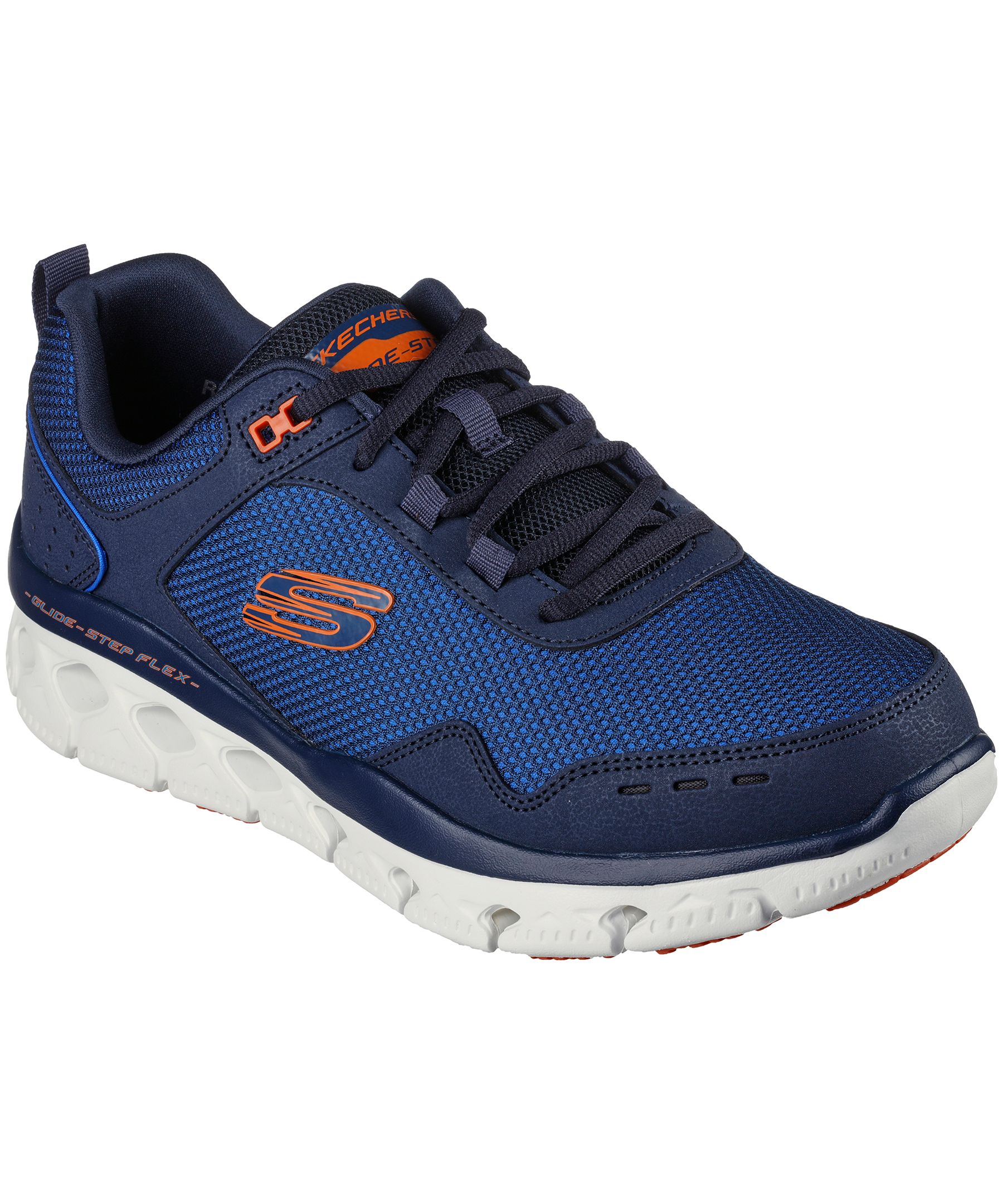 Skechers Chaussures à lacets avec semelles en mousse viscoélastique et Glide-Step pour hommes, marine