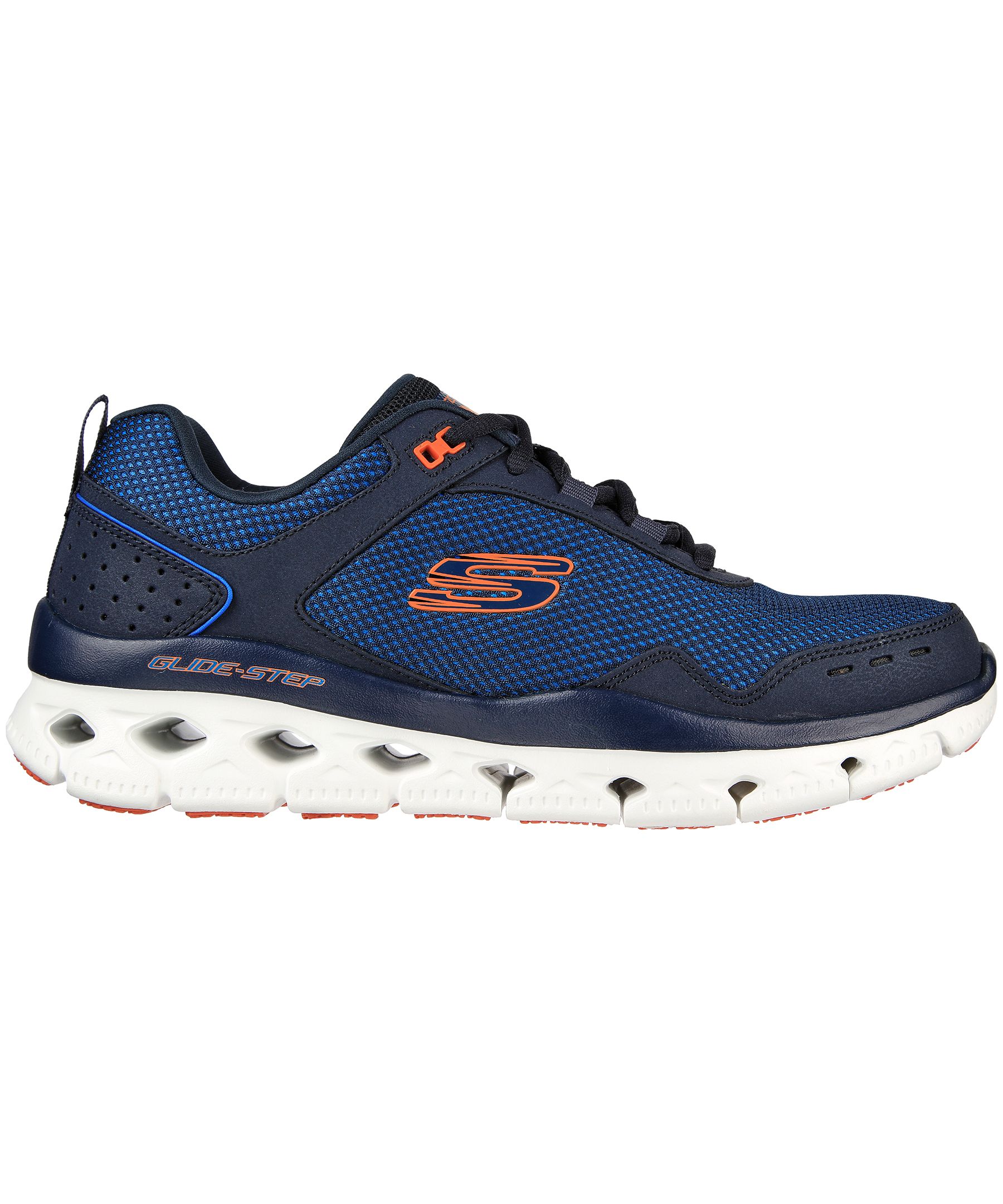 Skechers Chaussures à lacets avec semelles en mousse viscoélastique et Glide-Step pour hommes, marine