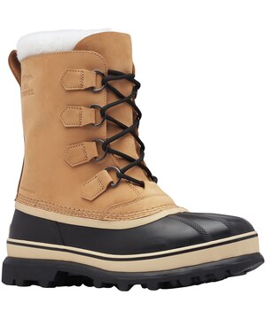 Bottes d'hiver imperméables en cuir et en sherpa pour hommes, Caribou, Sorel