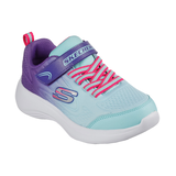 Skechers Girls' Jumpstart Sweet Swirl Shoes - Purple/Turquoise Front_Three_Fourths_Angled_Right